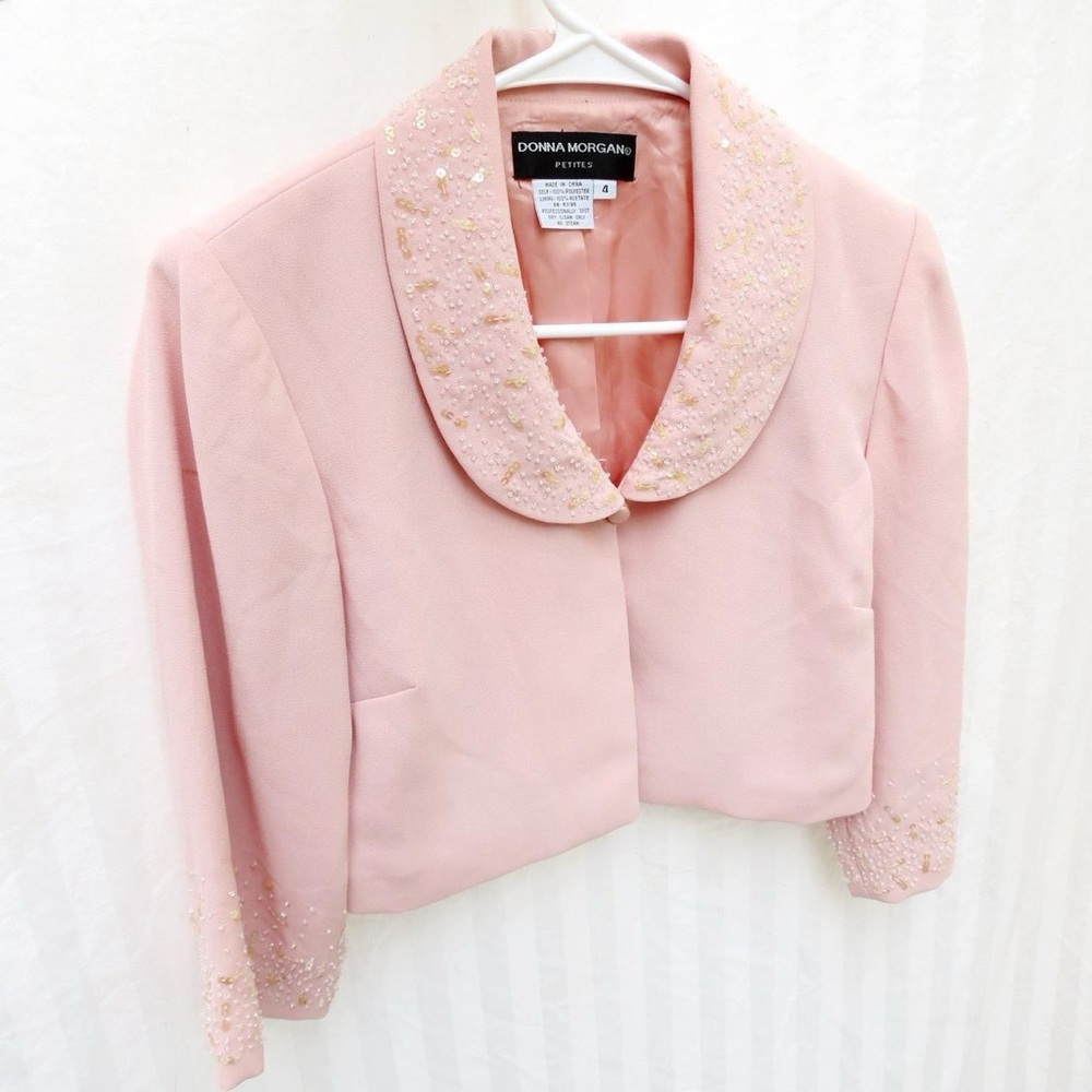Vintage blush pink embellished blazer